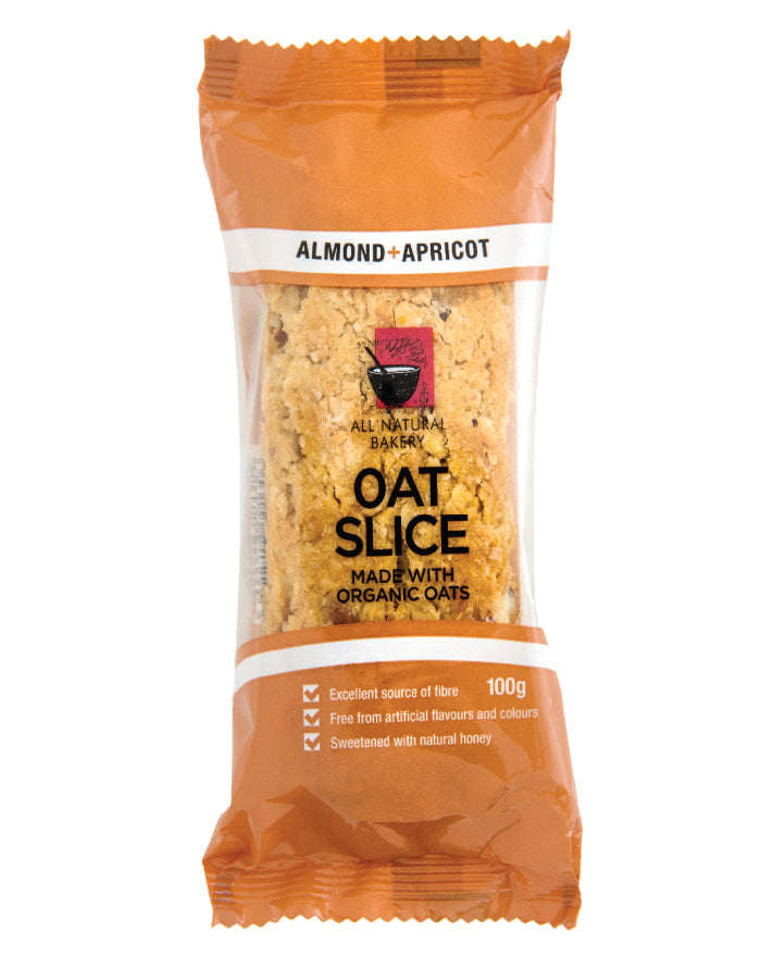 All Natural Bakery Organic Oat Slice Almond & Apricot 14 x 100g - Fine Food Direct