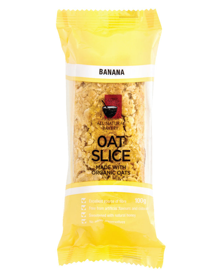 All Natural Bakery Organic Oat Slice Banana 14 x 100g - Fine Food Direct