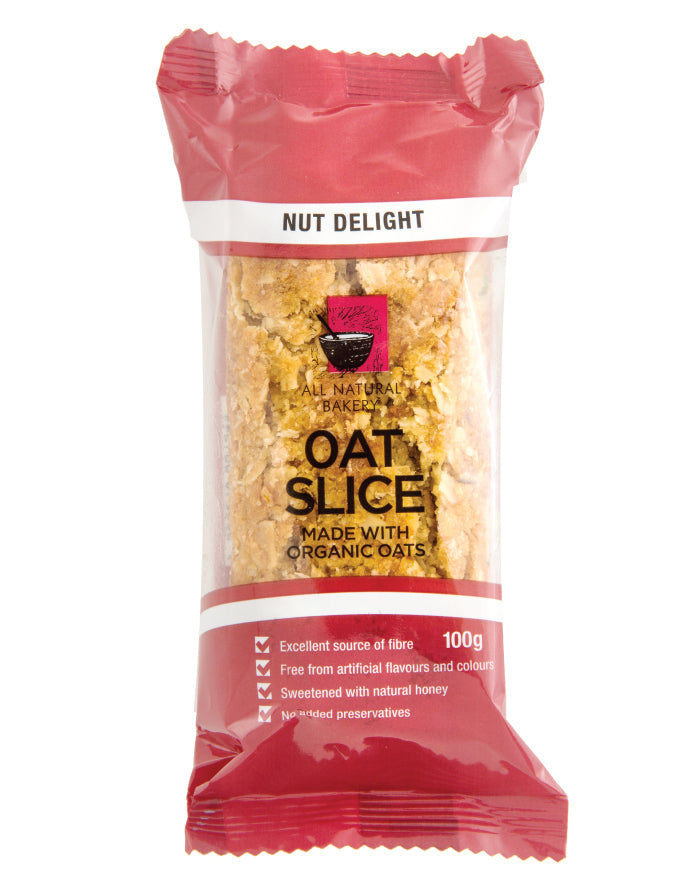 All Natural Bakery Organic Oat Slice Nut Delight 14 x 100g - Fine Food Direct