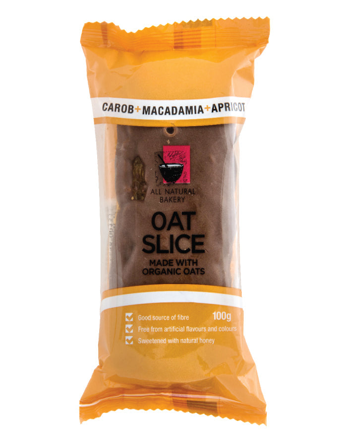 All Natural Bakery Organic Oat Slice Carob & Macadamia 14 x 100g - Fine Food Direct