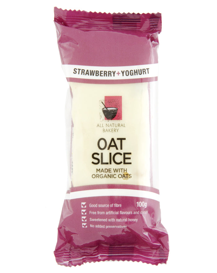 All Natural Bakery Organic Oat Slice Strawberry & Yoghurt 14 x 100g - Fine Food Direct