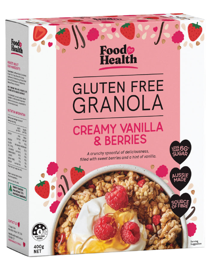 Food for Health Gluten Free Granola Creamy Vanilla & Berries 400g