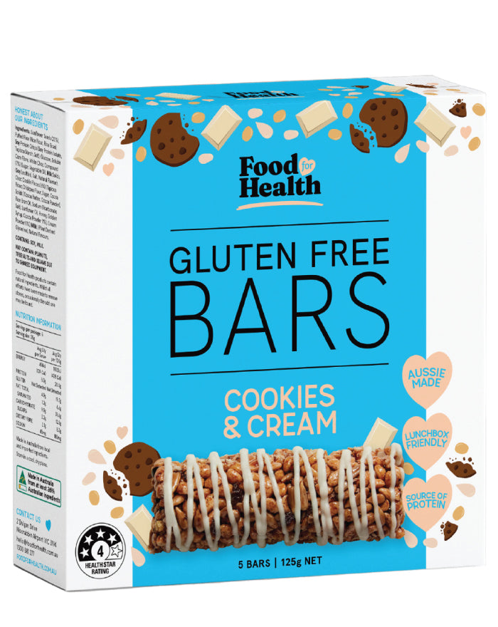 Food for Health Gluten Free Bars Cookies & Cream 125g