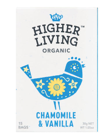 Higher Living Organic Tea Chamomile & Vanilla 3 x 30g - Fine Food Direct
