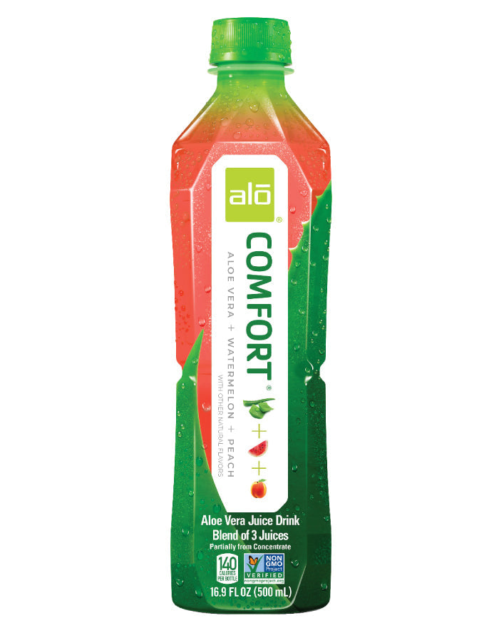 ALO Comfort Aloe, Watermelon & Peach 12 x 500ml - Fine Food Direct