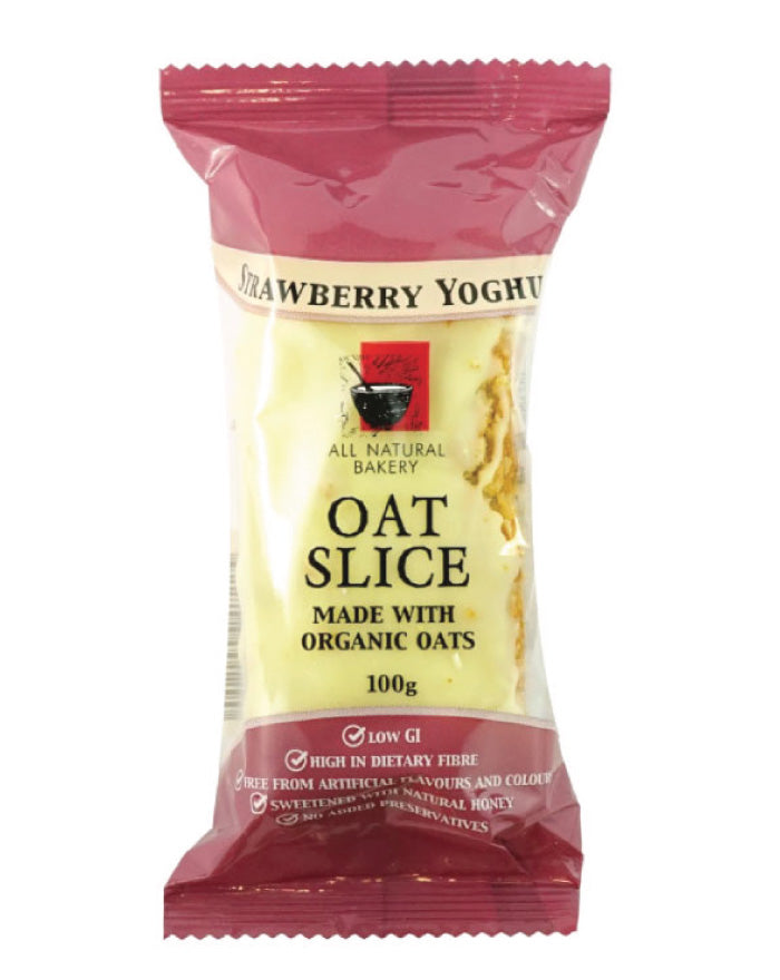 All Natural Bakery Organic Oat Slice Strawberry & Yoghurt 14 x 100g - Fine Food Direct