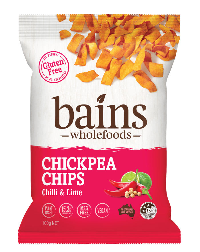 Bains Wholefoods Chickpea Chips Chilli & Lime 100g