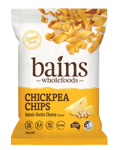 Bains Wholefoods Chickpea Chips Aussie Nacho Cheese 100g