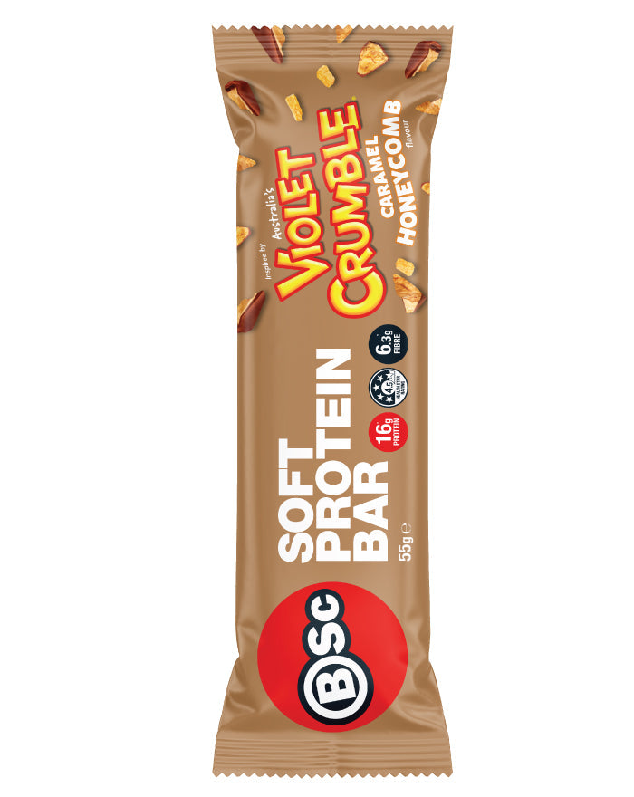 Body Science Violet Crumble Soft Protein Bar Caramel Honeycomb 55g