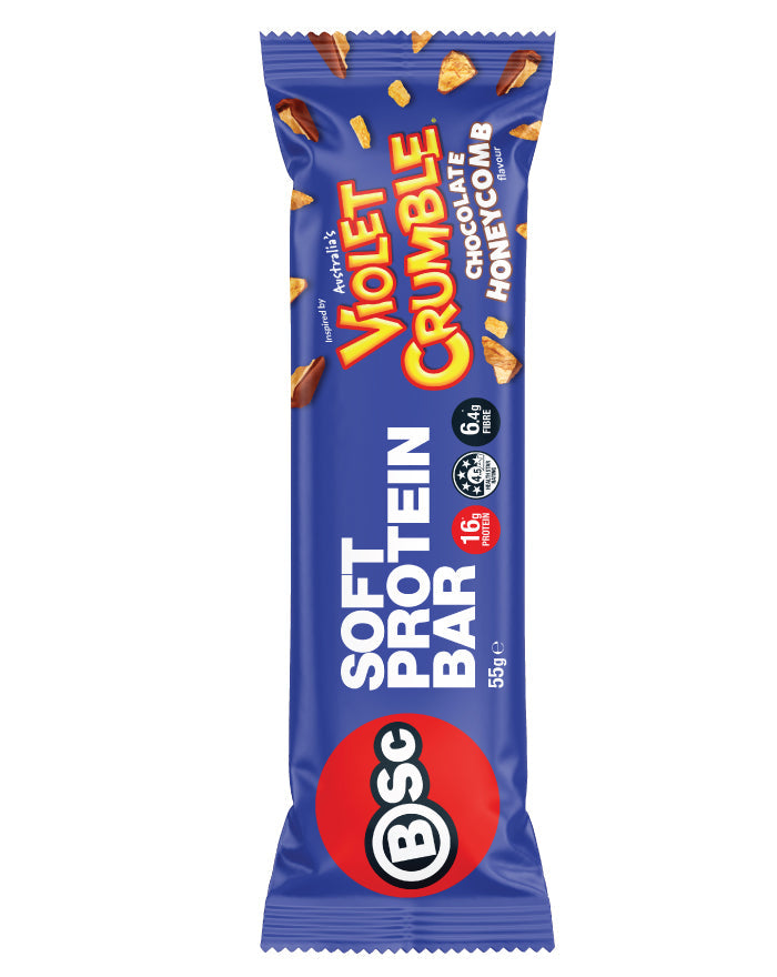 Body Science Violet Crumble Soft Protein Bar Chocolate Honeycomb 55g