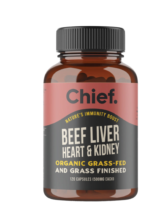 Chief Nutrition Organic Beef Liver, Heart & Kidney Capsules 120 Capsules