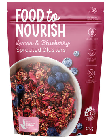 Food to Nourish Sprouted Clusters Lemon & Blueberry 400g