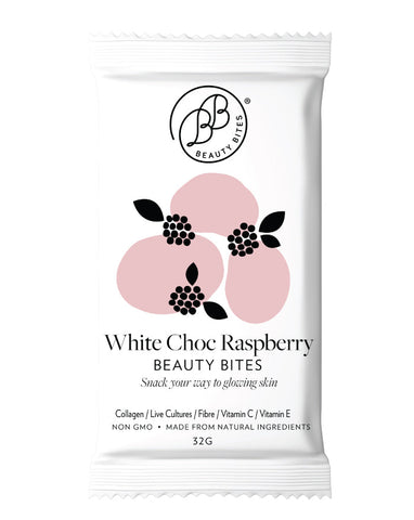 Krumbled Beauty Bites White Choc Raspberry 32g