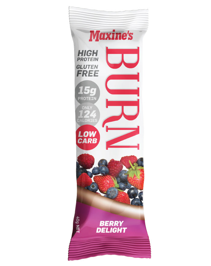 Maxine's Burn Bar Berry Delight 12 x 40g - Fine Food Direct