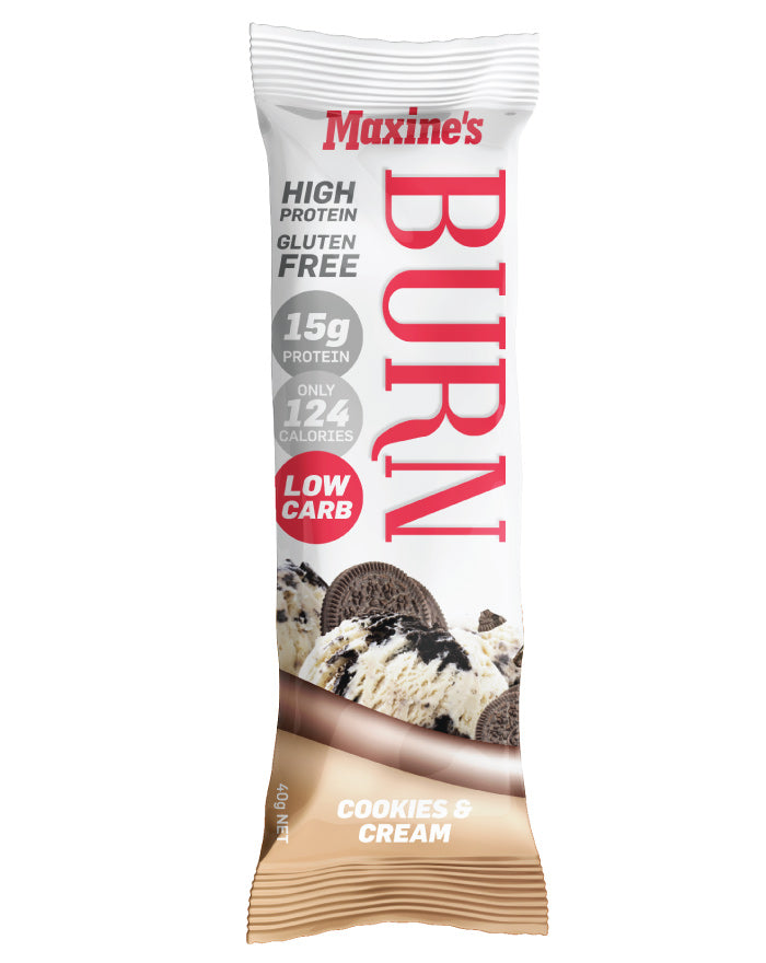 Maxine's Burn Bar Cookies & Cream 12 x 40g - Fine Food Direct