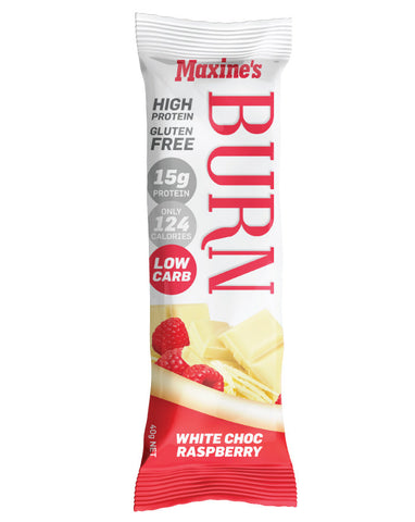 Maxine's Burn Bar White Chocolate Raspberry 12 x 40g - Fine Food Direct