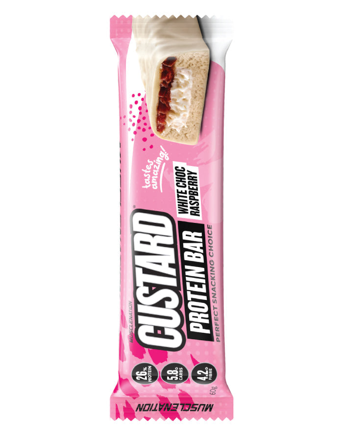 Muscle Nation Protein Custard Bar White Choc Raspberry 60g