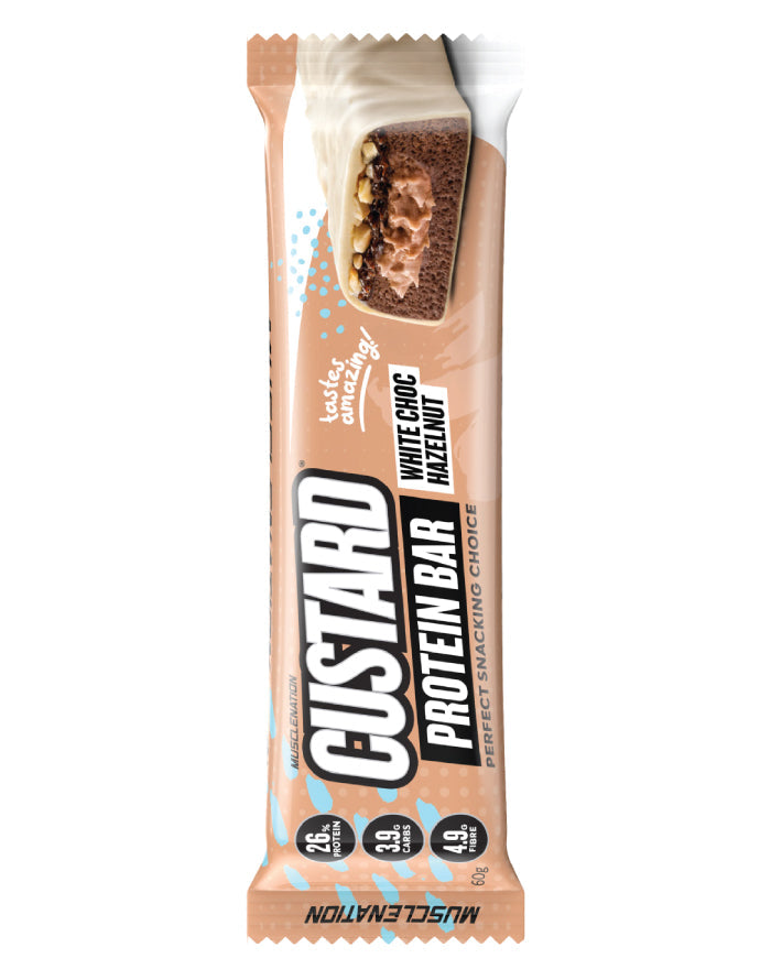 Muscle Nation Protein Custard Bar White Choc Hazelnut 60g