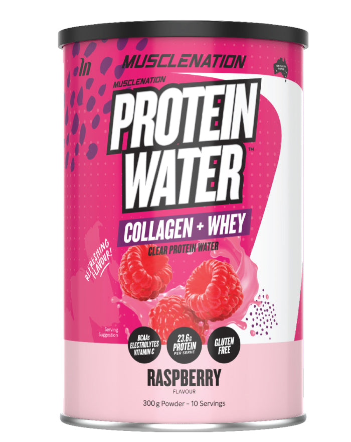 Muscle Nation Protein Water Powder Raspberry 300g