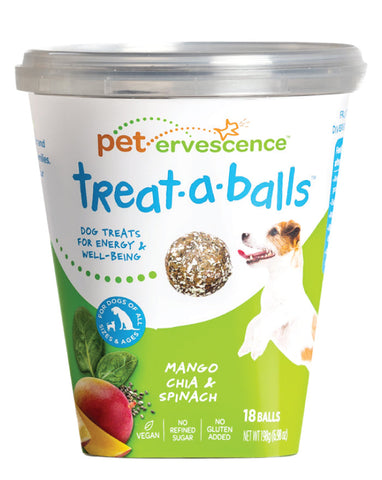 Pet Ervescence treat-a-balls Mango, Chia & Spinach 198g