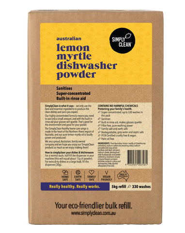 SimplyClean Lemon Myrtle Dishwasher Powder Box 5kg