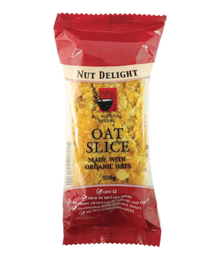 All Natural Bakery Organic Oat Slice Nut Delight 14 x 100g - Fine Food Direct