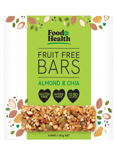 Food for Health Chia & Almond Fruit Free Bars 150g - Fine Food Direct