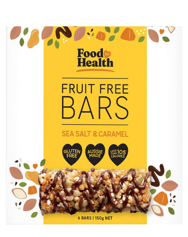 Food for Health Fruit Free Bars Sea Salt & Caramel 150g - Fine Food Direct