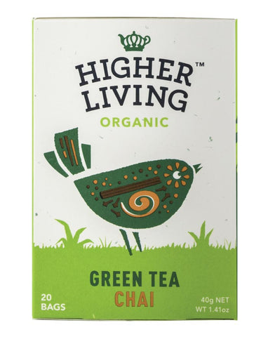 Higher Living Organic Green Tea Chai 3 x 40g - Fine Food Direct