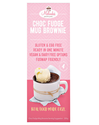 Melinda's Bakery Choc Fudge Mug Brownie 4x50g - Fine Food Direct