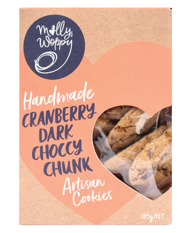 Molly Woppy Artisan Cookies Cranberry Dark Choccy Chunk 1 x 185g - Fine Food Direct