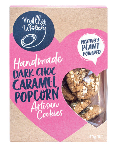 Molly Woppy Artisan Cookies Vegan Dark Choc Caramel Popcorn 175g