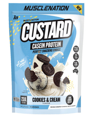 Muscle Nation Custard Protein Powder Cookies & Cream 440g