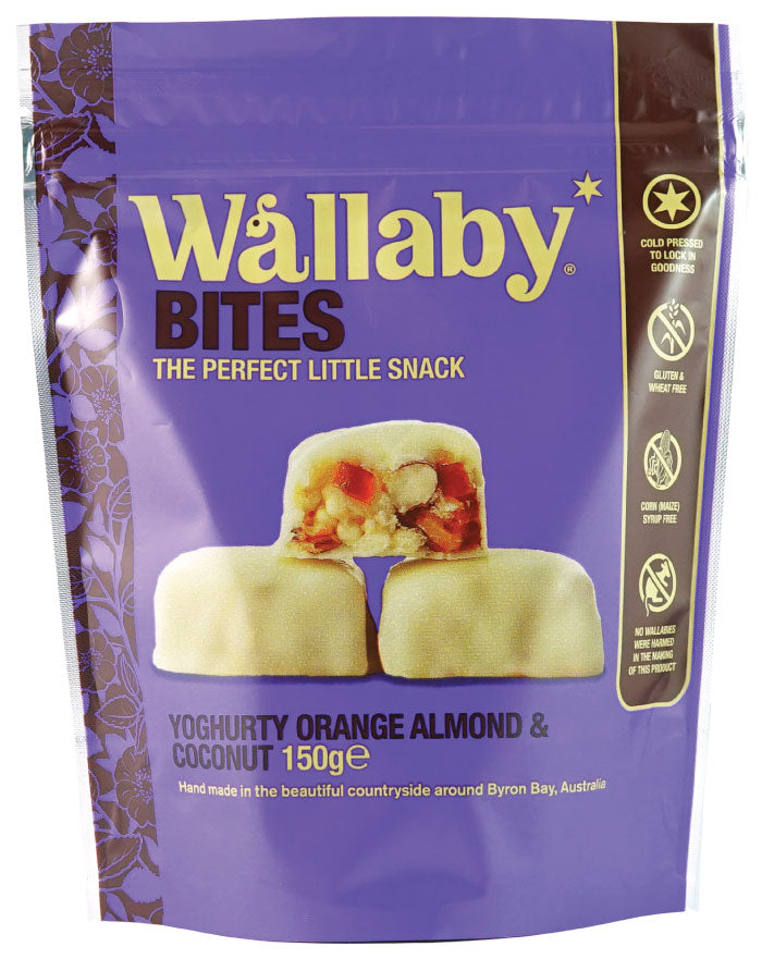 Wallaby Bites Yoghurty Orange Almond & Coconut 150g - Fine Food Direct